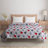 Leaf Design Cotton Double Bed Dohar (Grey & Red)