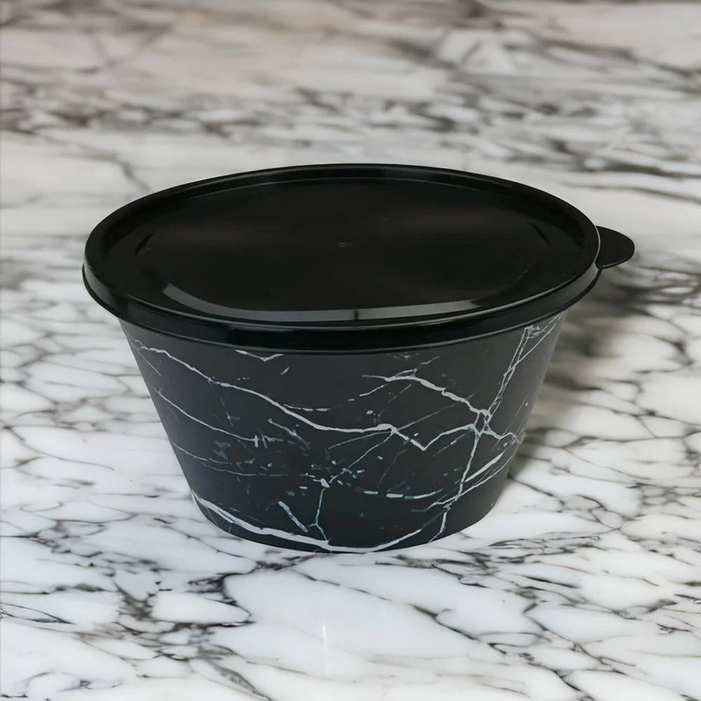 Plastic 460 ml Snack Bowl With Lid (Black)