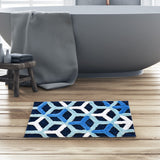 Ariana Abstract Polyester 20" x 30" Anti Skid Bath Mat (Navy)