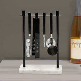 Arias by Lara Dutta Stainless Steel Bar Tools Set of 4 With Stand (Black & White)