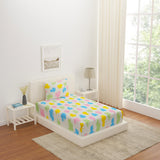 Ammara Leaf Design Polyester Single Bedsheet with 1 Pillow Cover (Multicolor)