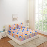 Geometric Polyester King Bedsheet with 2 Pillow Covers (Multicolor)