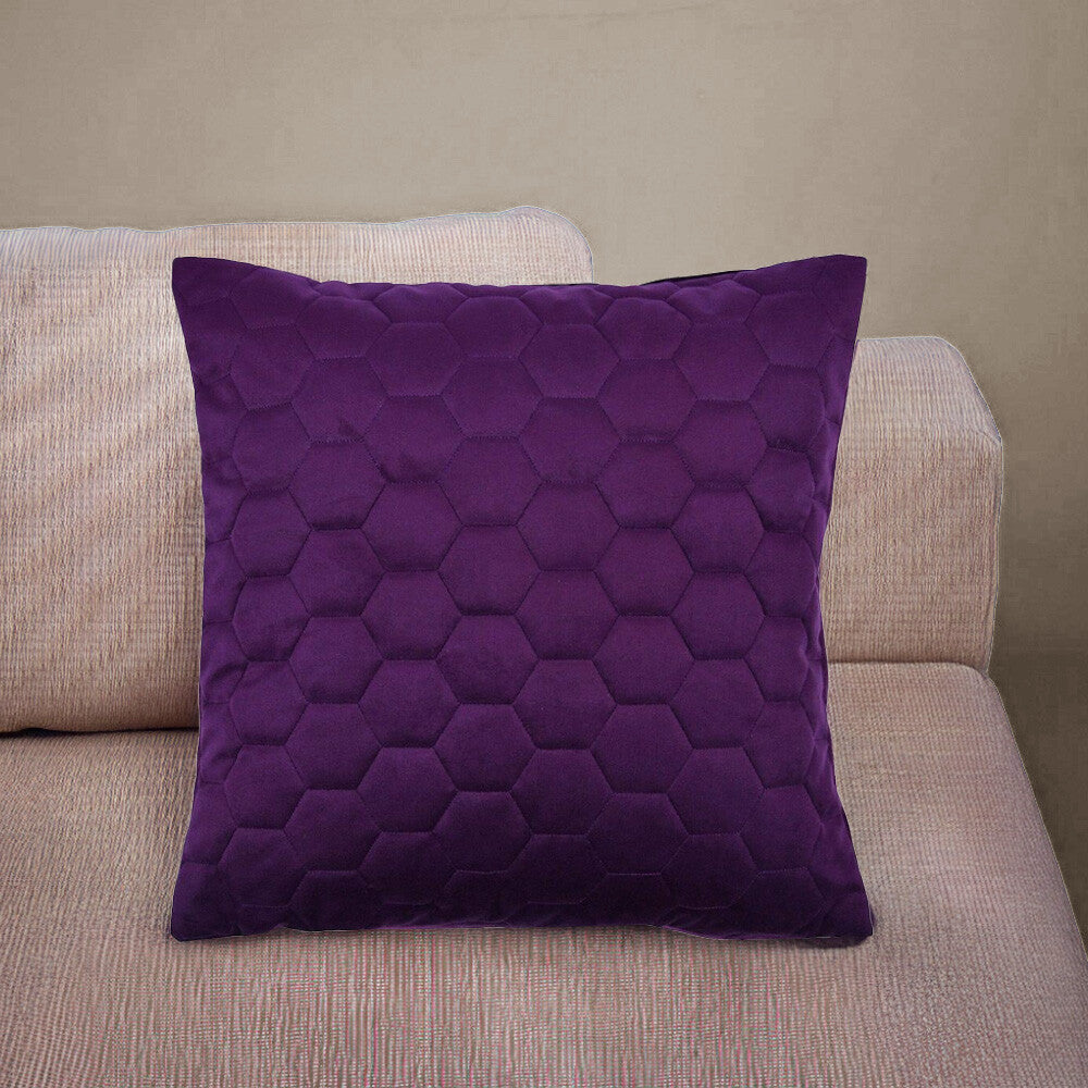 Quilted Embossed Polyester 16' X 16' Cushion Cover (Purple)