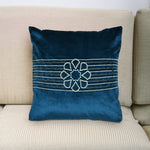 Embroidered Cotton Polyester 16' x 16' Cushion Cover (Blue)