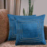 Solid Cotton Polyester 16' x 16' Cushion Covers Set of 2 (Blue)