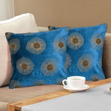 Floral Cotton Polyester 16" x 16" Cushion Covers Set of 2 (Blue)