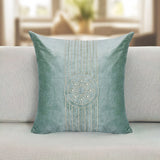 Embroidered Cotton Polyester 16' x 16' Cushion Cover (Seagreen)