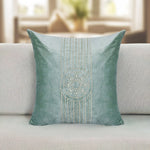 Embroidered Cotton Polyester 16' x 16' Cushion Cover (Seagreen)