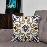 Embroidered Cotton Polyester 16' x 16' Cushion Cover (Lavender)