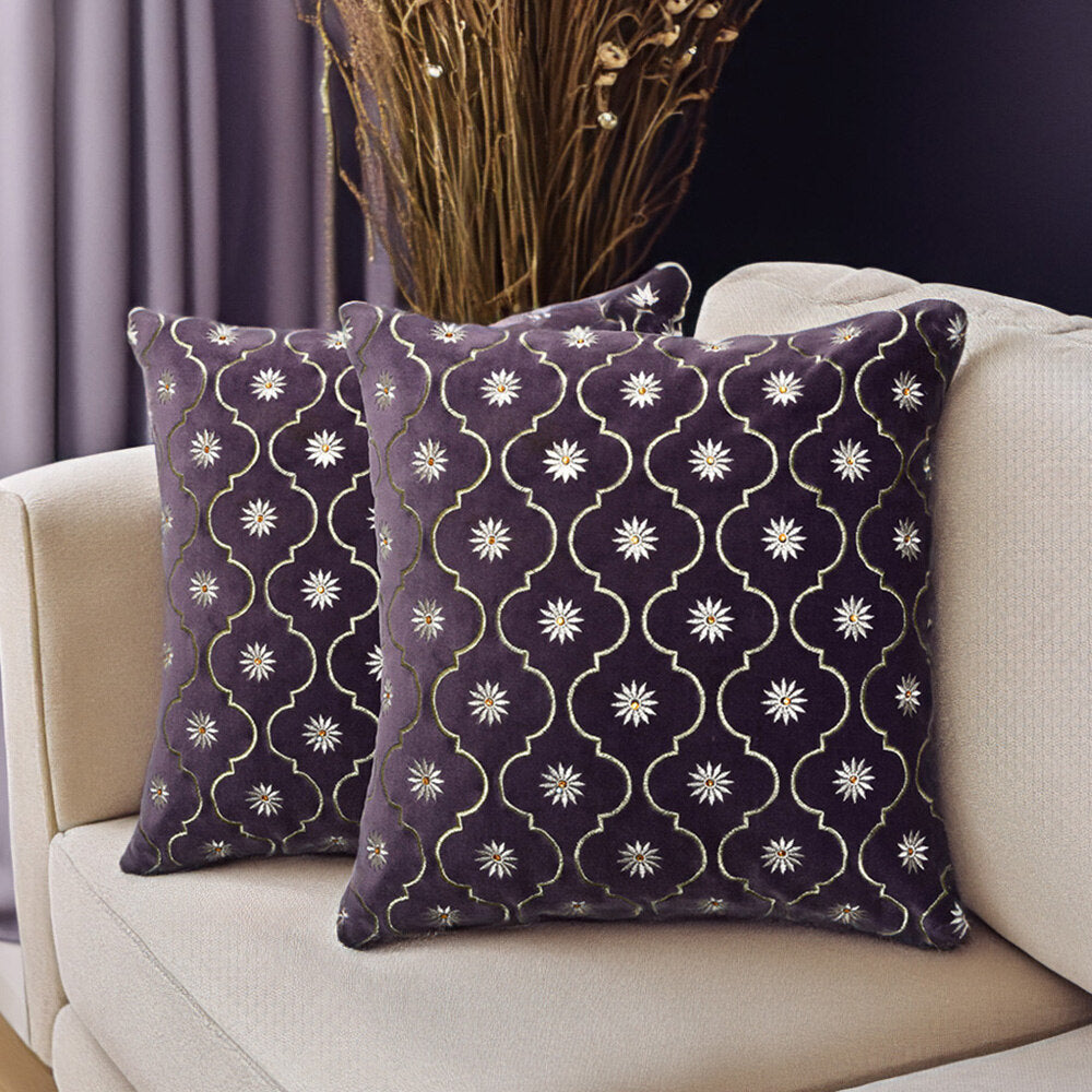 Abstract Cotton Polyester 16' x 16' Cushion Covers Set of 2 (Lavender)