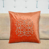 Embroidered Cotton Polyester 16' x 16' Cushion Cover (Orange)