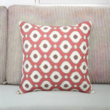 Embroidered Cotton Polyester 16" x 16" Cushion Cover (Pink)