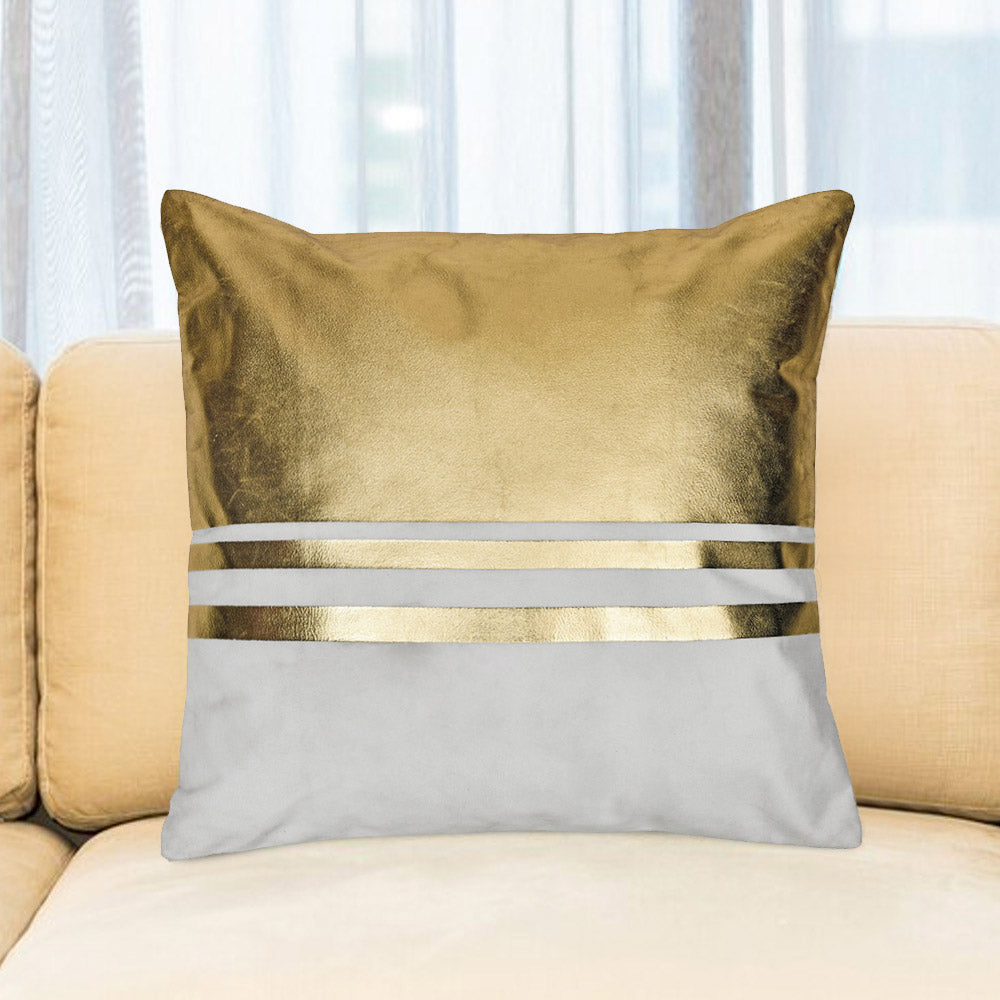 Solid Polyester 16' x 16' Cushion Cover (Off White & Gold)