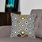 Geometric Polyester 16' x 16' Cushion Cover (Off White & Gold)