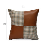 Houndstooth Pattern Fabric and Leatherette 16' x 16' Cushion Cover (Beige & Tan)