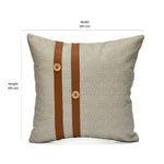 Abstract with Straps Fabric & Leatherette 16' x 16' Cushion Cover (Beige & Brown)