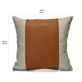 Abstract with Plain Strap Fabric & Leatherette 16' x 16' Cushion Cover (Beige & Brown)