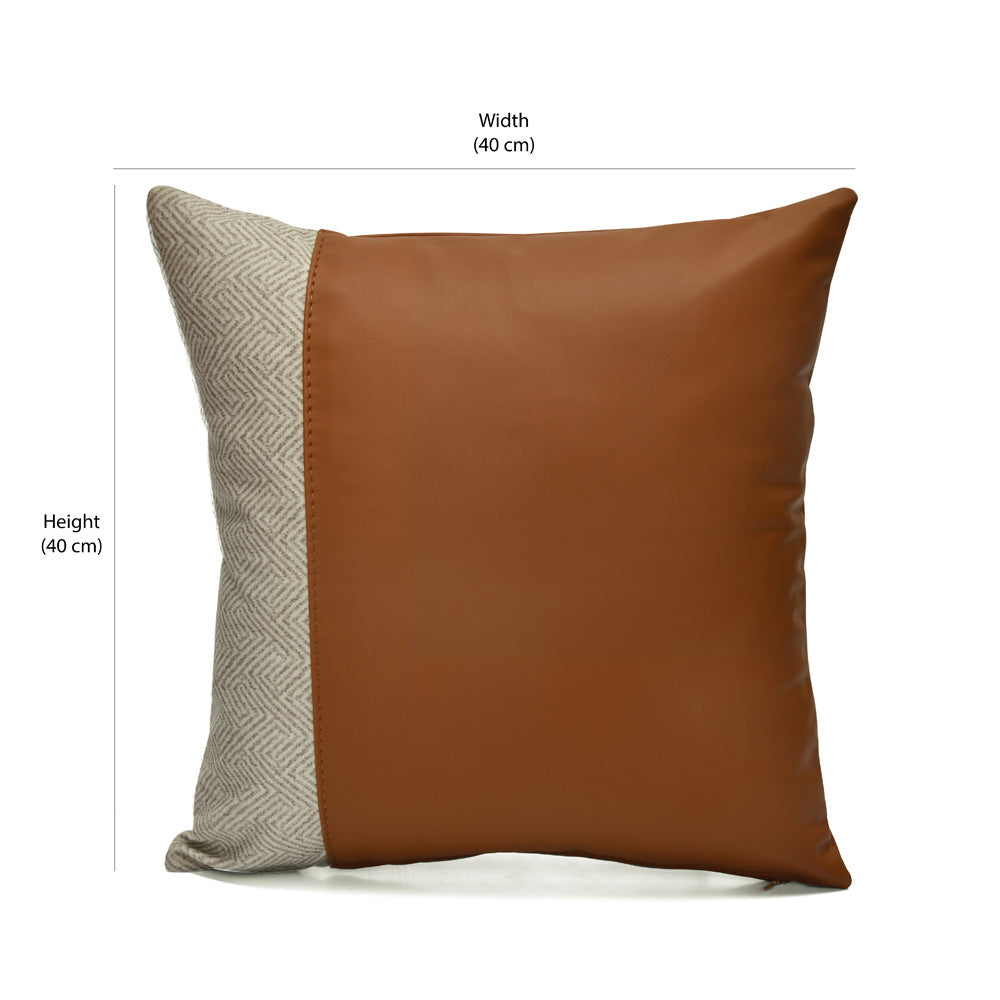 Abstract Fabric & Leatherette 16' x 16' Cushion Cover (Beige & Brown)