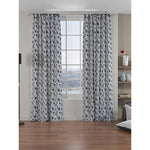 Grace Jacquard Geometric 7 Ft Polyester Door Curtains Set Of 2 (Black)