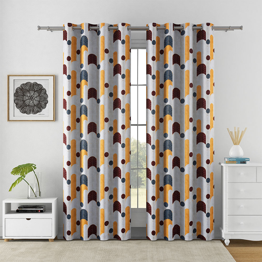 Nilkamal Abstract Semi Transparent 7 Ft Polyester Door Curtains Set Of 2 (Multicolor)