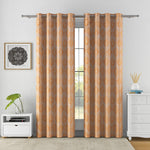 Abstract 7 Ft Polyester Double Layer Door Curtains Set of 2 (Beige)