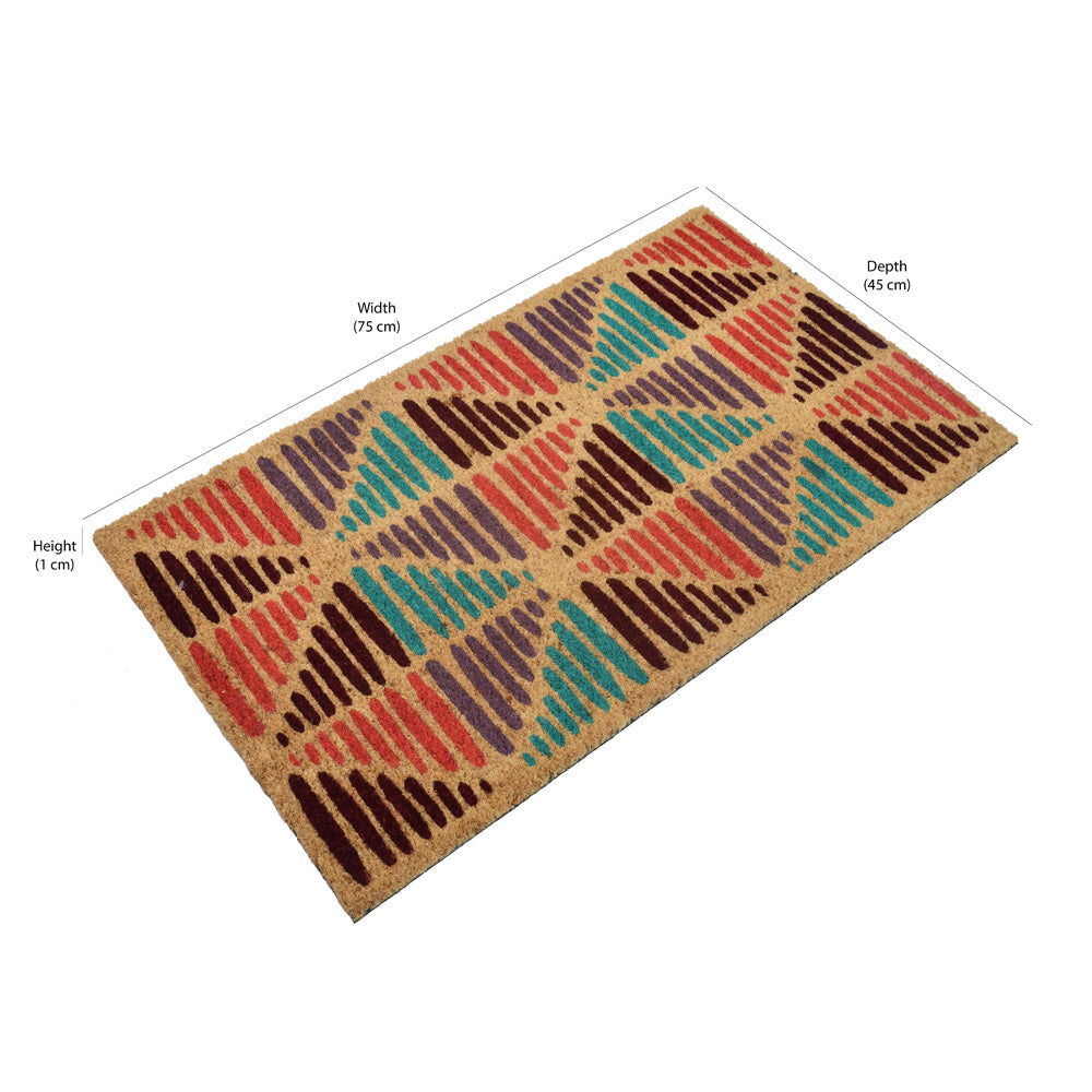 Geometric Vinyl and Coir 18' x 30' Door Mat (Multicolor)