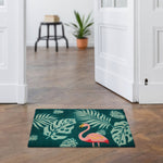 Flamingo with Leaves Vinyl and Coir 18' x 30' Door Mat (Multicolor)