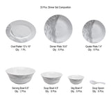 Arias by Lara Dutta Fluted Graphite Snow Dinner Set - 33 Pieces