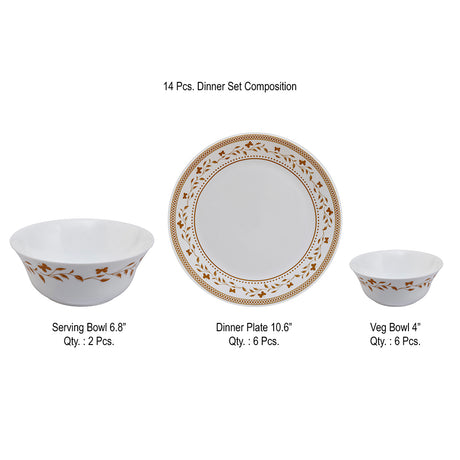 Arias by Lara Dutta Tiara Autumn Grace Dinner Set - 14 Pieces