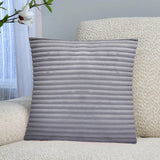 Fluted Flannel Polyester 16" x 16" Filled Cushion (Grey)