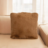 Soft Fur Polyester 16" x 16" Filled Cushion (Brown)