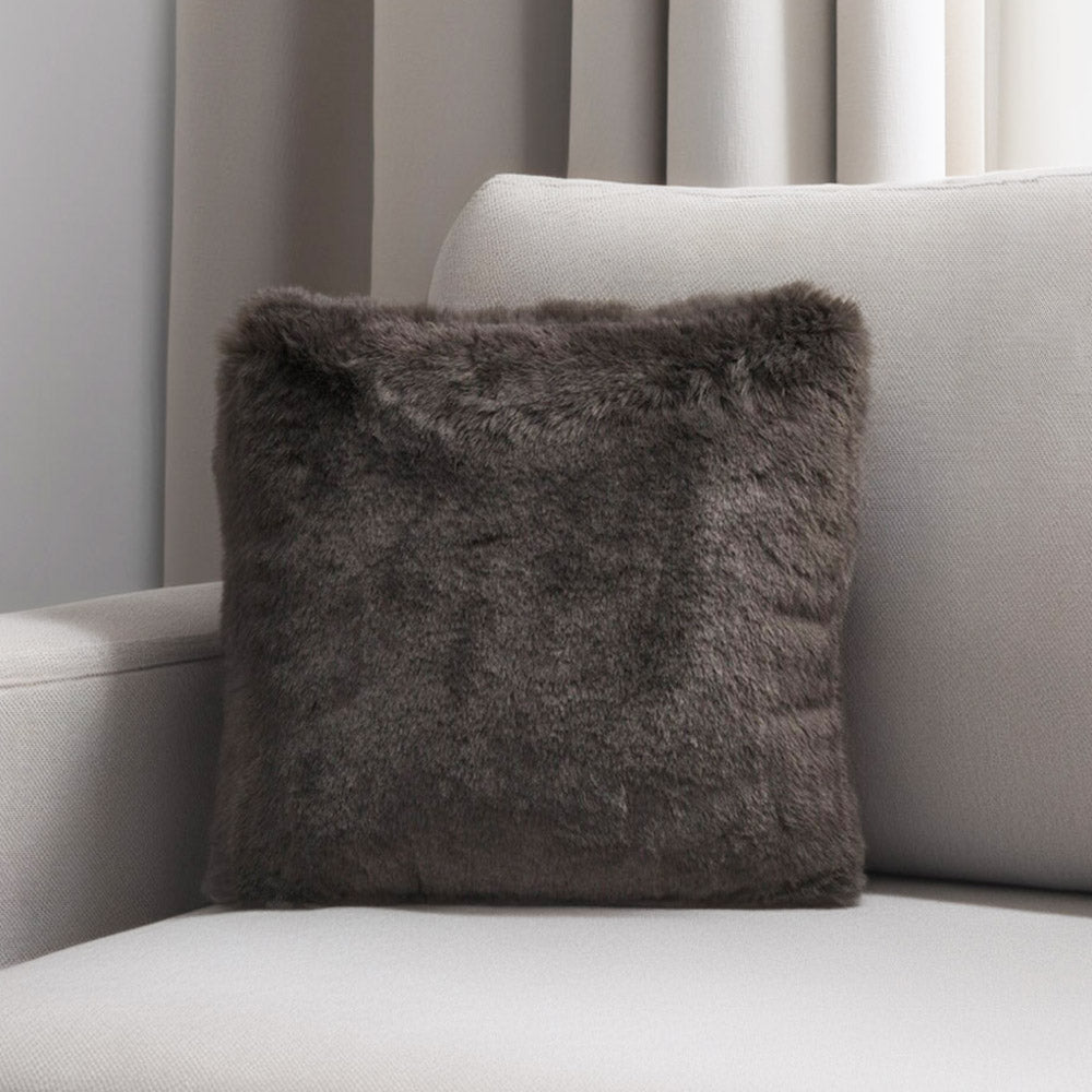 Soft Fur Polyester 16' x 16' Filled Cushion (Grey)