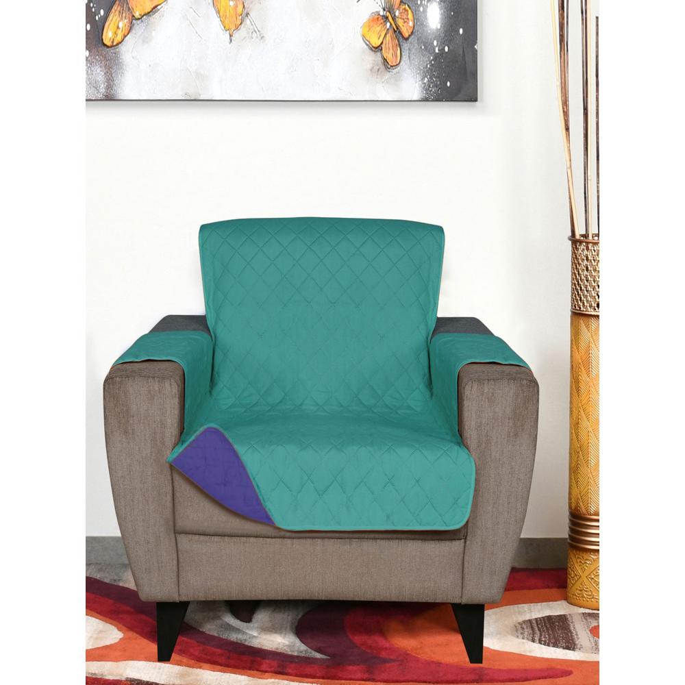 Reversible 1 Seater Sofa Cover 179 cm x 165 cm (Sea Green & Indigo)