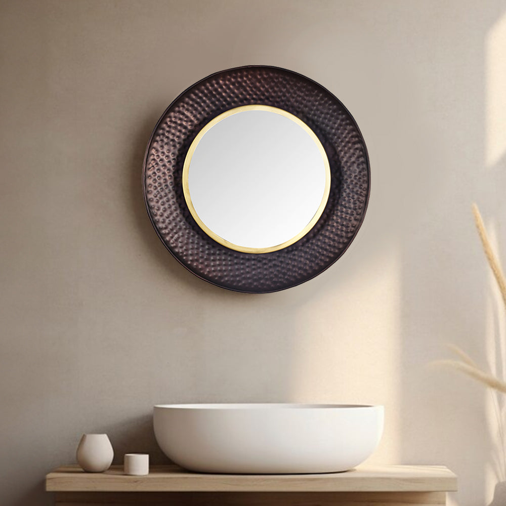 Nilkamal Round Shaped Decorative Wall Mirror Medium Copper