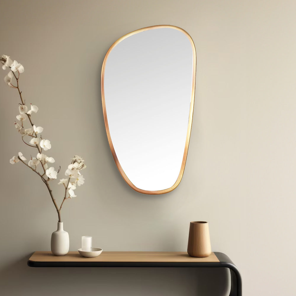 Nilkamal Pebble Shaped Decorative Wall Mirror Small Gold - 02