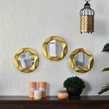 Nilkama 3D Cirque Round Decorative Mirrors Set of 3 (Gold)