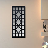 Nilkamal Diamond Square Geometric MDF and Glass Wall Decor (Black)