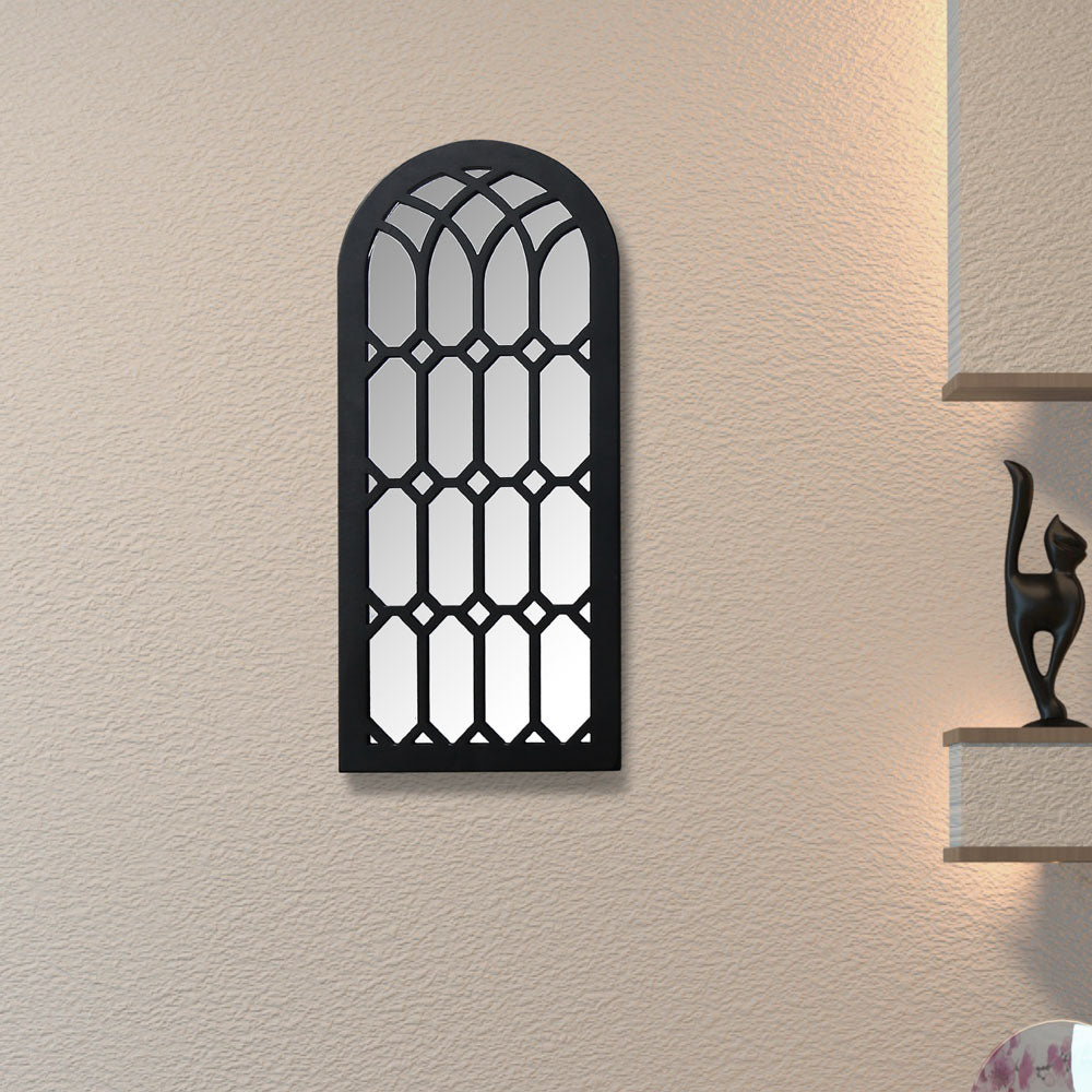 Nilkamal Arch Window MDF and Glass Wall Decor (Black)