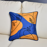 Amelia Abstract Chambray Fabric 16' x 16' Cushion Cover (Yellow, Blue & Grey)