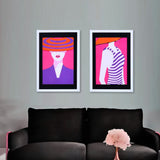 Lady in Hat 3D Painting Set of 2 (Pink & Blue)