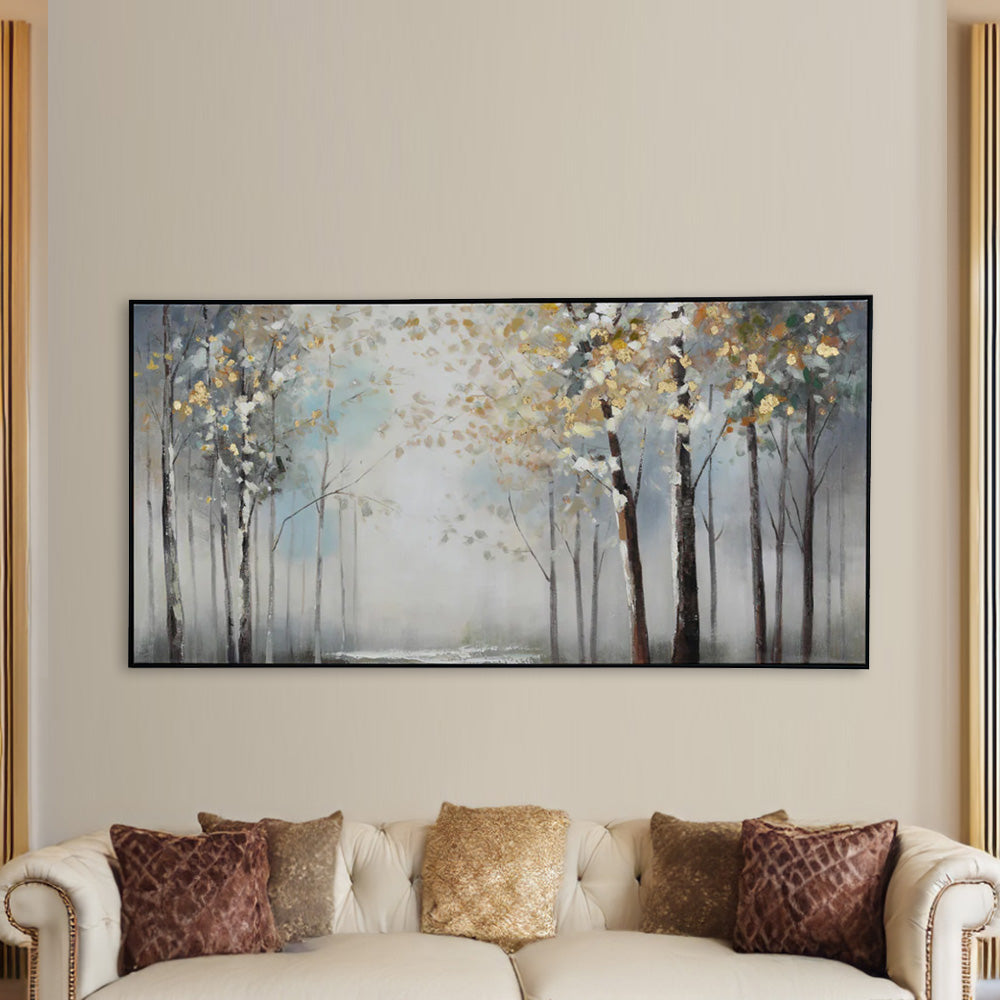 Tall Trees Canvas Wall Painting (Grey)