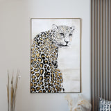 Leopard Canvas Wall Painting (Brown & White)