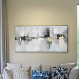 Abstract Canvas Wall Painting (Grey & Gold)