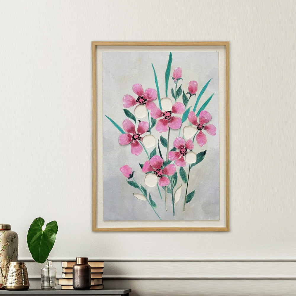 Nilkamal 3D Flowers Canvas Wall Painting (Pink)