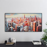 Cityscape Canvas Wall Painting (Red & Blue)