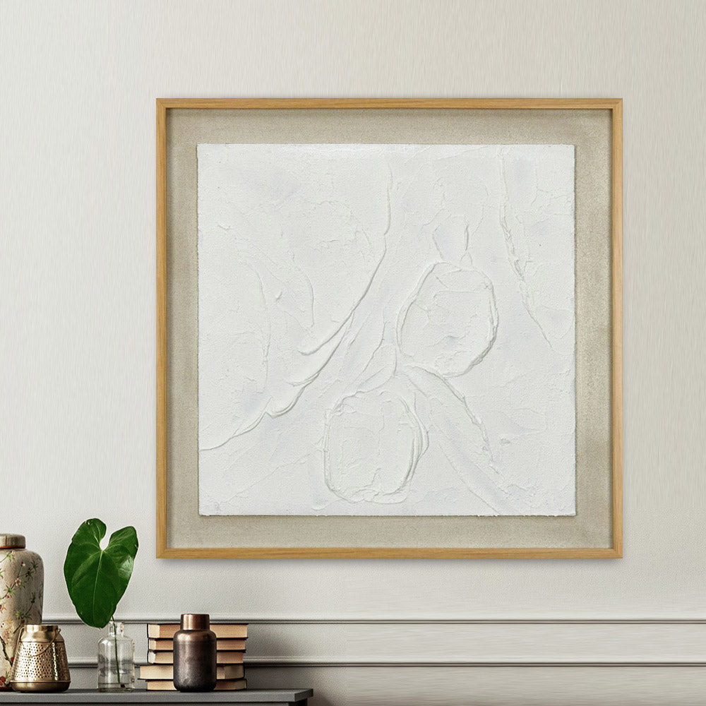 Abstract Texture Canvas Wall Painting (White & Beige)