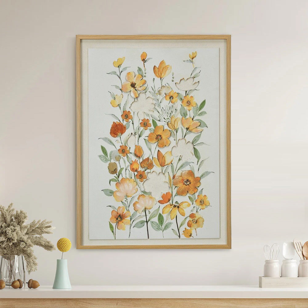 Nilkamal 3D Flowers Canvas Wall Painting (Yellow)