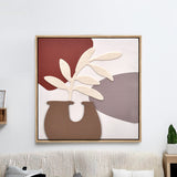 Nilkamal Decorative Tufted Flower Pot Canvas Wall Painting (Brown)