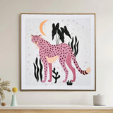 Standing Cheetah Canvas Wall Painting (Multicolor)