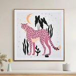 Standing Cheetah Canvas Wall Painting (Multicolor)